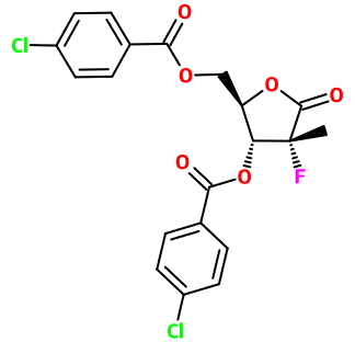 (image for) MC003972 3,5-Di-O-(4-chlorobenzoyl)-2-deoxy-2-fluoro-2-C-methyl-D-ribono-γ-lactone